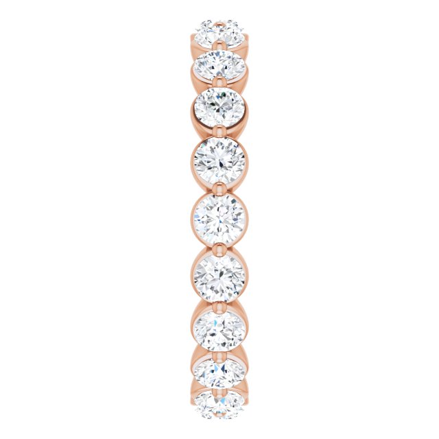 14K Gold Round Natural Diamond Eternity Band - Rose Gold - view 4