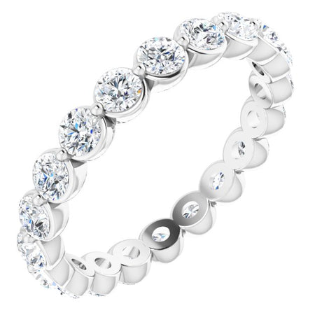14K Gold Round Natural Diamond Eternity Band - White Gold