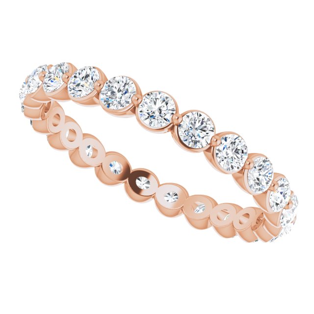 14K Gold Round Natural Diamond Eternity Band - Rose Gold - view 5