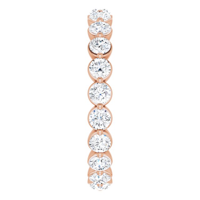 14K Gold Round Natural Diamond Eternity Band - Rose Gold - view 4