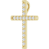 14K Gold Round Natural Diamond French-Set Cross Necklace or Pendant - Yellow Gold - view 2