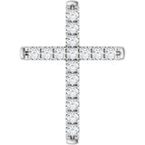 Platinum Round Natural Diamond French-Set Cross Necklace or Pendant