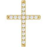14K Gold Round Natural Diamond French-Set Cross Necklace or Pendant - Yellow Gold