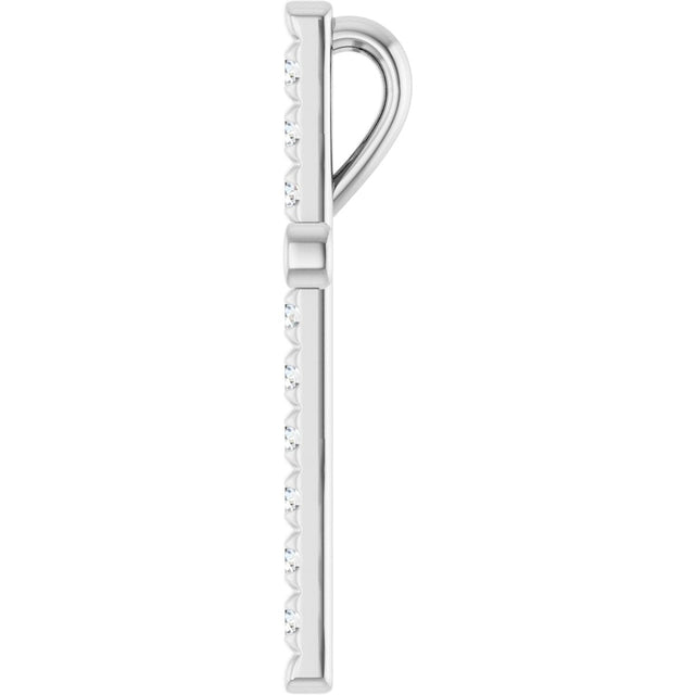 Platinum Round Natural Diamond French-Set Cross Necklace or Pendant - view 3