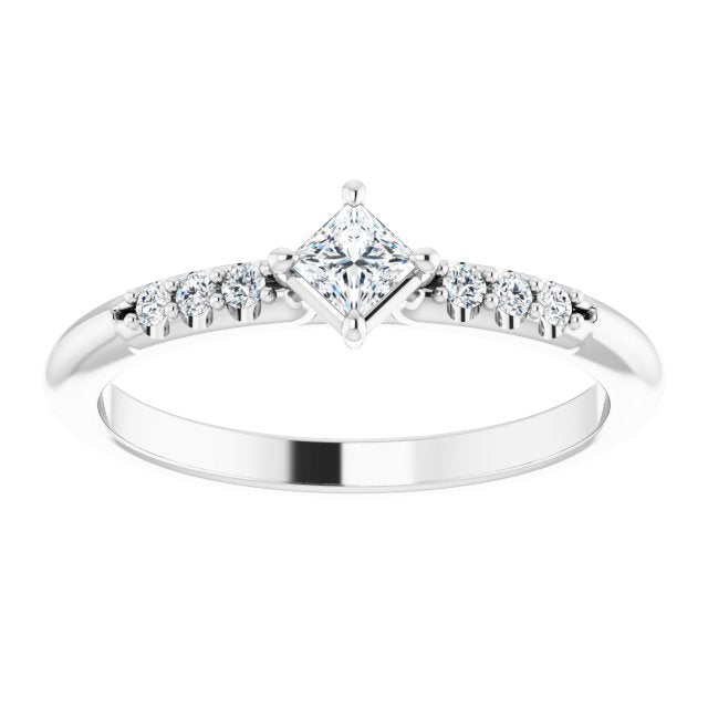 Platinum Square Natural Diamond Accented Stackable Ring – 3x3mm - view 3