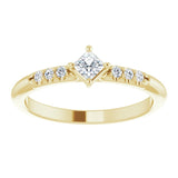 14K Gold Square Natural Diamond Accented Stackable Ring – 3x3mm - Yellow Gold - view 3
