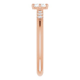 14K Gold Square Natural Diamond Accented Stackable Ring – 3x3mm - Rose Gold - view 4