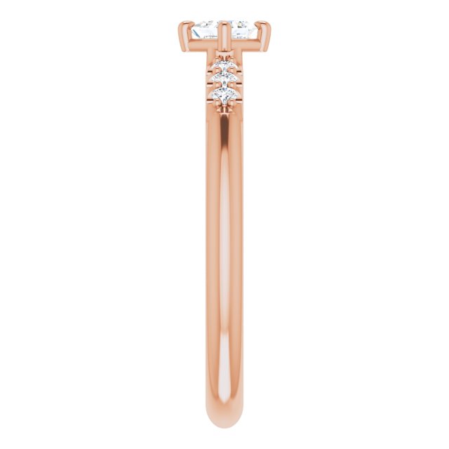 14K Gold Square Natural Diamond Accented Stackable Ring – 3x3mm - Rose Gold - view 4
