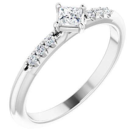 Platinum Square Natural Diamond Accented Stackable Ring – 3x3mm