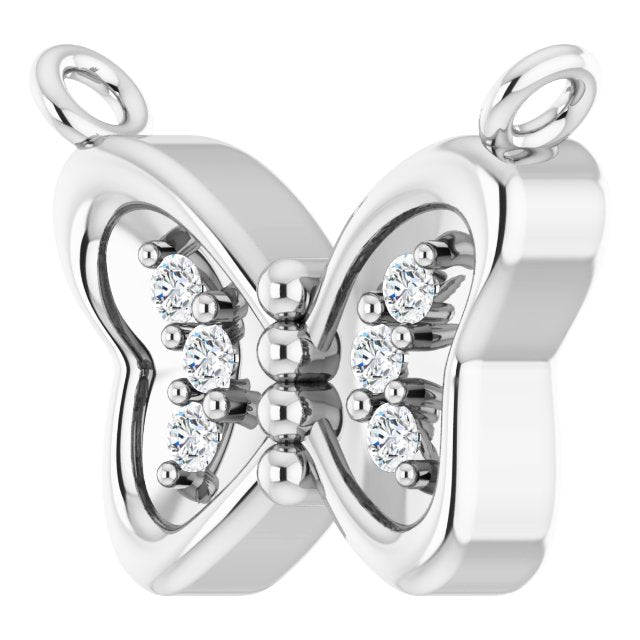 Platinum Round Lab-Grown Diamond Butterfly Necklace - view 2