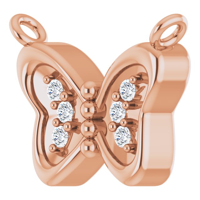 14K Gold Round Lab-Grown Diamond Butterfly Necklace - Rose Gold - view 2