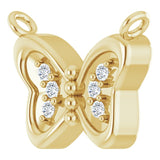 14K Gold Round Natural Diamond Butterfly Necklace – 0.025 CTW - Yellow Gold - view 2