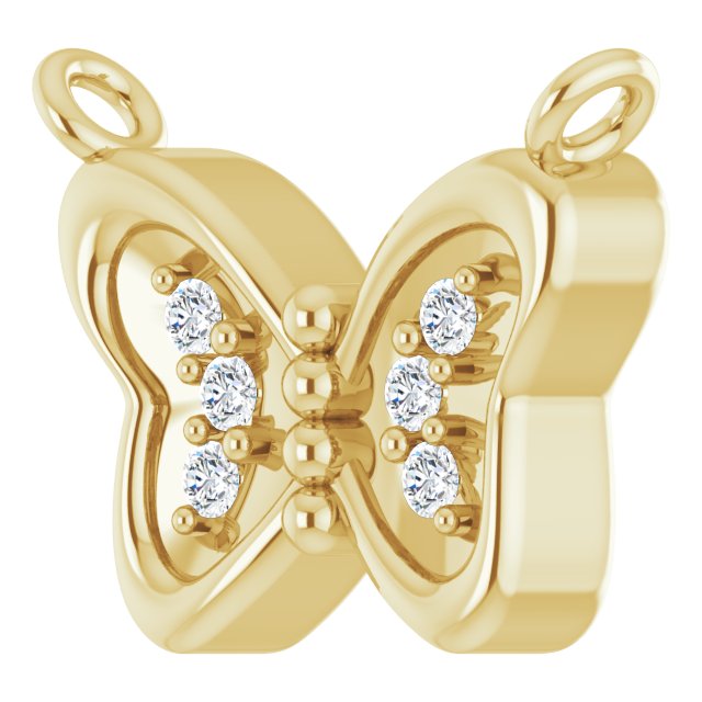 14K Gold Round Natural Diamond Butterfly Necklace – 0.025 CTW - Yellow Gold - view 2