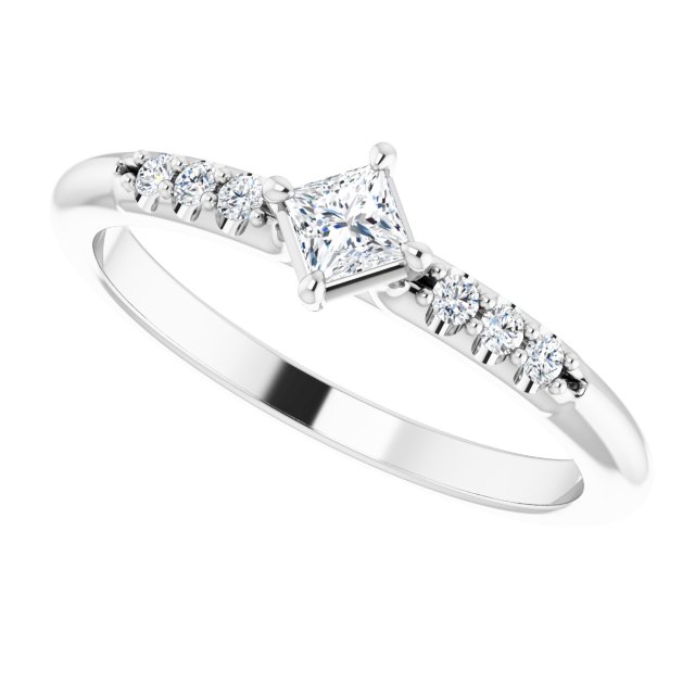 Platinum Square Natural Diamond Accented Stackable Ring – 3x3mm - view 5