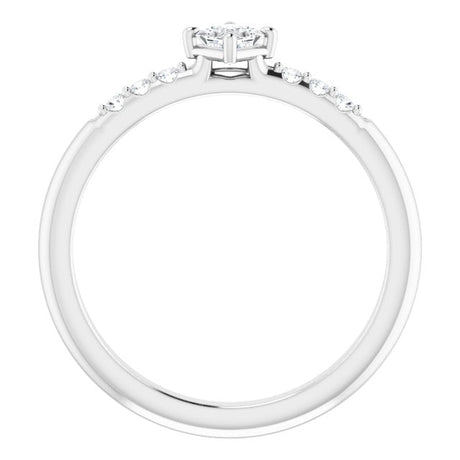 Platinum Square Natural Diamond Accented Stackable Ring – 3x3mm - view 2