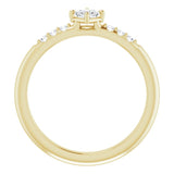 14K Gold Square Natural Diamond Accented Stackable Ring – 3x3mm - Yellow Gold - view 2