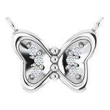 14K Gold Round Natural Diamond Butterfly Necklace – 0.025 CTW - White Gold