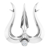 Platinum Round Natural Diamond Shiva Trishula Necklace