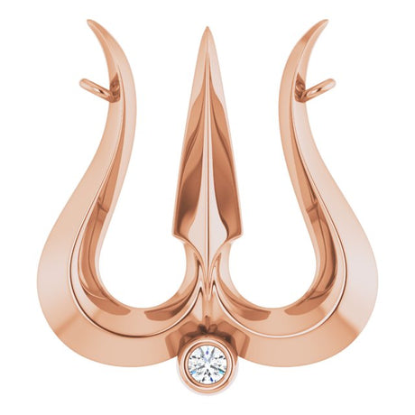 14K Gold Round Lab-Grown Diamond Shiva Trishula Necklace - Rose Gold