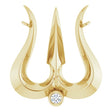 14K Gold Round Natural Diamond Shiva Trishula Necklace - Yellow Gold