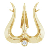 14K Gold Round Lab-Grown Diamond Shiva Trishula Necklace - Yellow Gold
