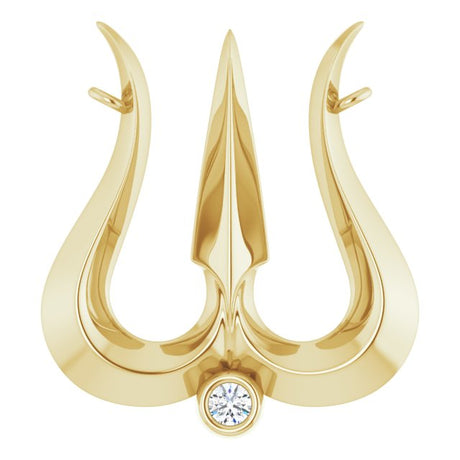 14K Gold Round Lab-Grown Diamond Shiva Trishula Necklace - Yellow Gold