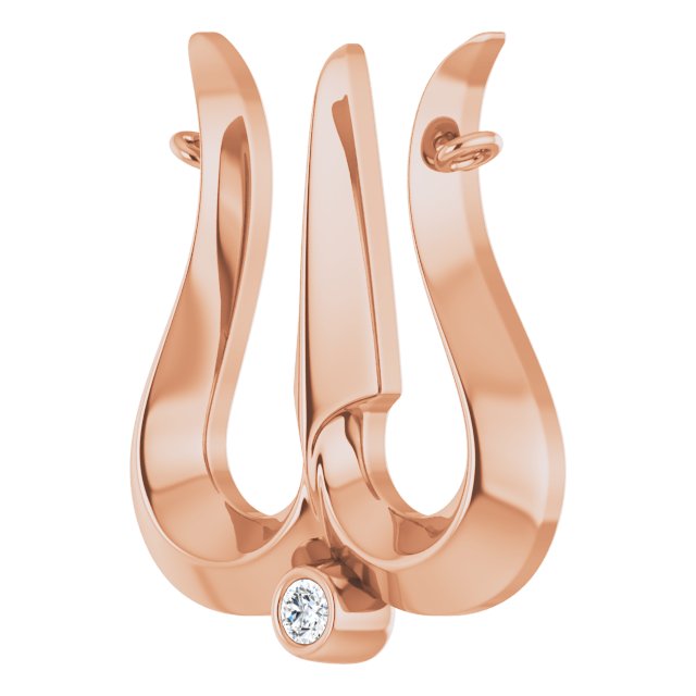 14K Gold Round Natural Diamond Shiva Trishula Necklace - Rose Gold - view 2