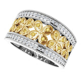 14K Gold Round Natural Diamond Accented Floral Ring III - view 5