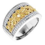 14K Gold Round Natural Diamond Accented Floral Ring III