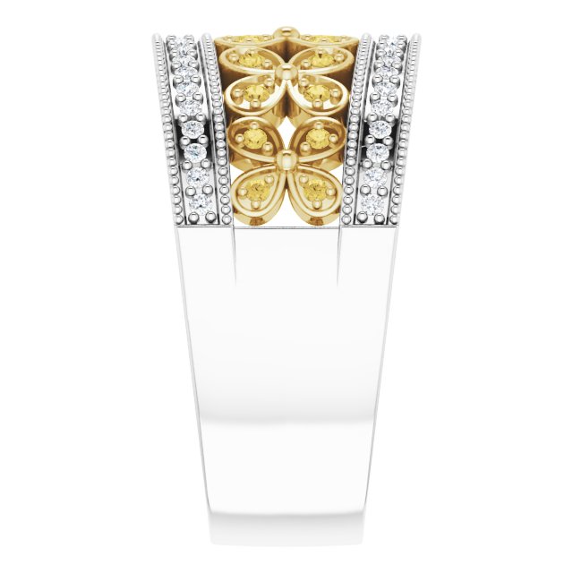 14K Gold Round Natural Diamond Accented Floral Ring III - view 4