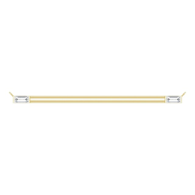 14K Gold Straight Baguette Natural Diamond Baguette Bar Necklace – 1/4 CTW - Yellow Gold - view 2