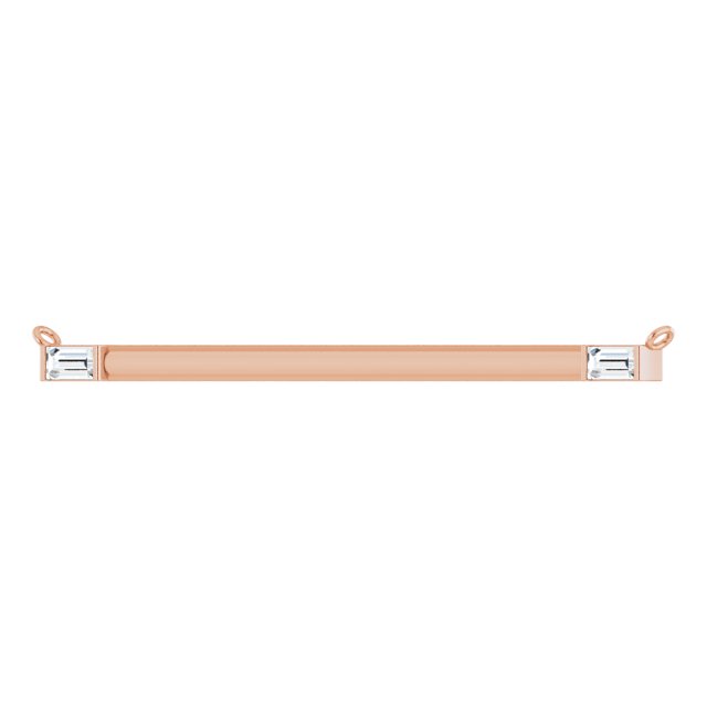 14K Gold Straight Baguette Natural Diamond Baguette Bar Necklace – 1/4 CTW - Rose Gold - view 2