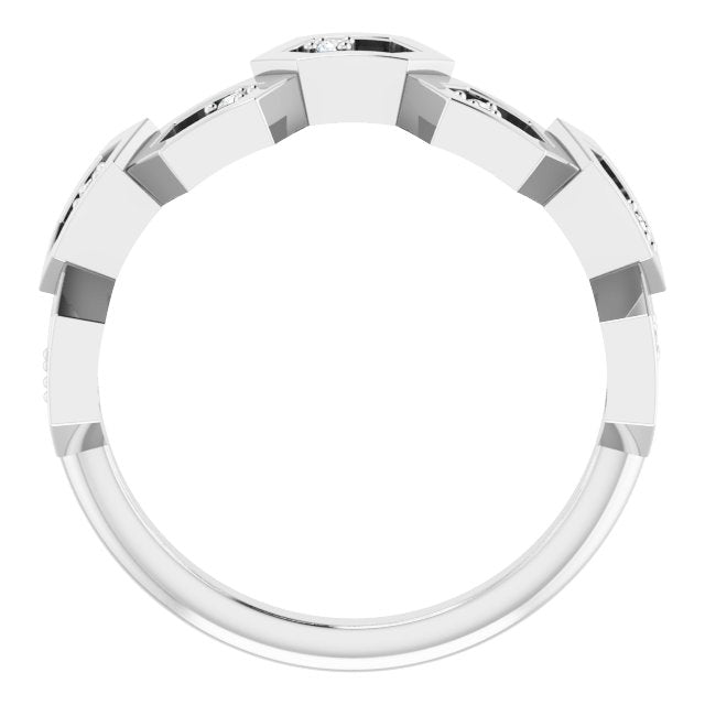 Platinum Round Natural Diamond Honeycomb Ring - view 2