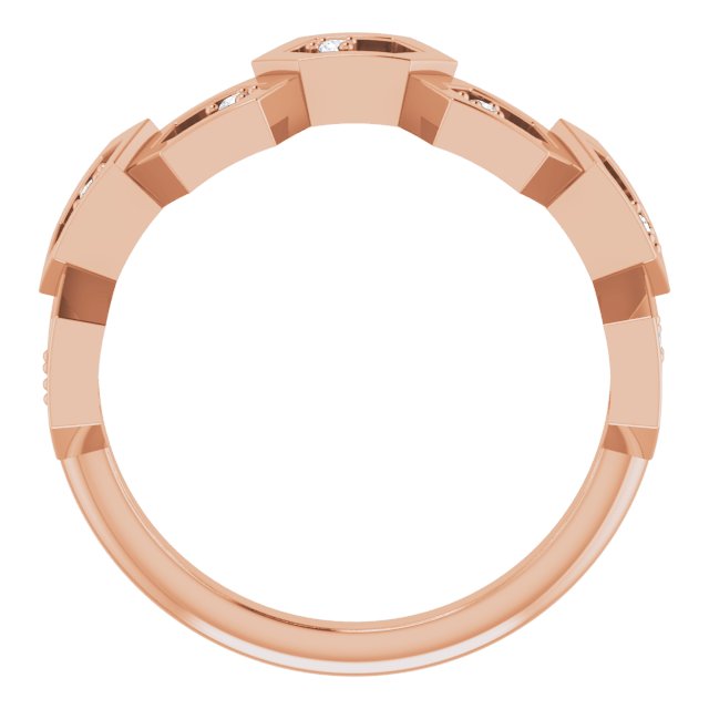 14K Gold Round Natural Diamond Honeycomb Ring - Rose Gold - view 2