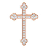 14K Gold Round Natural Diamond Cross Pendant – up to 1/3 CTW - Rose Gold