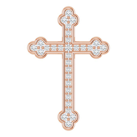 14K Gold Round Natural Diamond Cross Pendant – up to 1/3 CTW - Rose Gold
