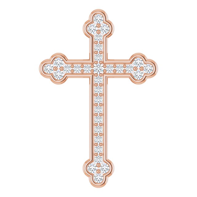 14K Gold Round Natural Diamond Cross Pendant – up to 1/3 CTW - Rose Gold