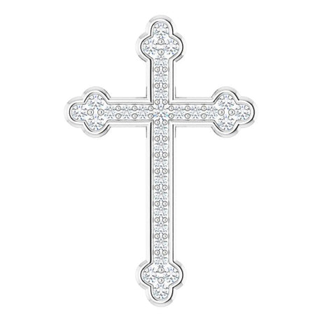 14K Gold Round Natural Diamond Cross Pendant – up to 1/3 CTW - White Gold