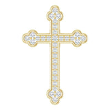 14K Gold Round Natural Diamond Cross Pendant – up to 1/3 CTW - Yellow Gold
