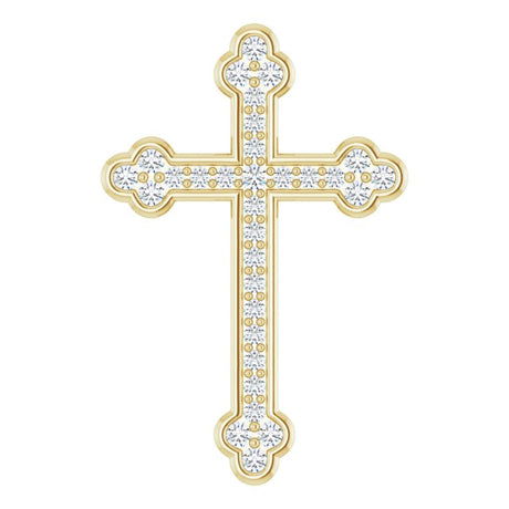 14K Gold Round Natural Diamond Cross Pendant – up to 1/3 CTW - Yellow Gold
