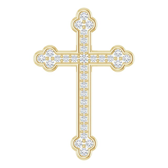 14K Gold Round Natural Diamond Cross Pendant – up to 1/3 CTW - Yellow Gold