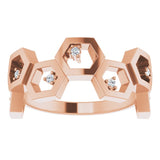 14K Gold Round Natural Diamond Honeycomb Ring - Rose Gold - view 3