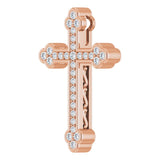 14K Gold Round Natural Diamond Cross Pendant – up to 1/3 CTW - Rose Gold - view 2