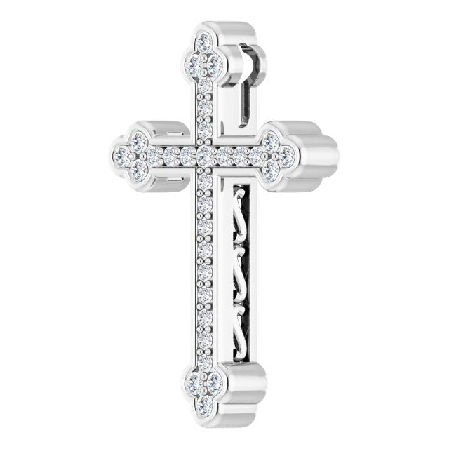 14K Gold Round Natural Diamond Cross Pendant – up to 1/3 CTW - White Gold - view 2