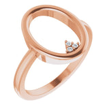 14K Gold Round Natural Diamond Open Circle Cluster Ring - Rose Gold
