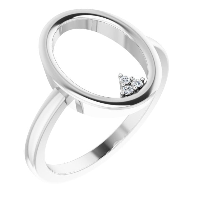 Platinum Round Natural Diamond Open Circle Cluster Ring