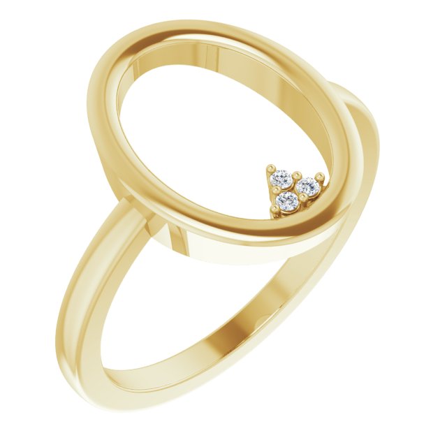 14K Gold Round Natural Diamond Open Circle Cluster Ring - Yellow Gold