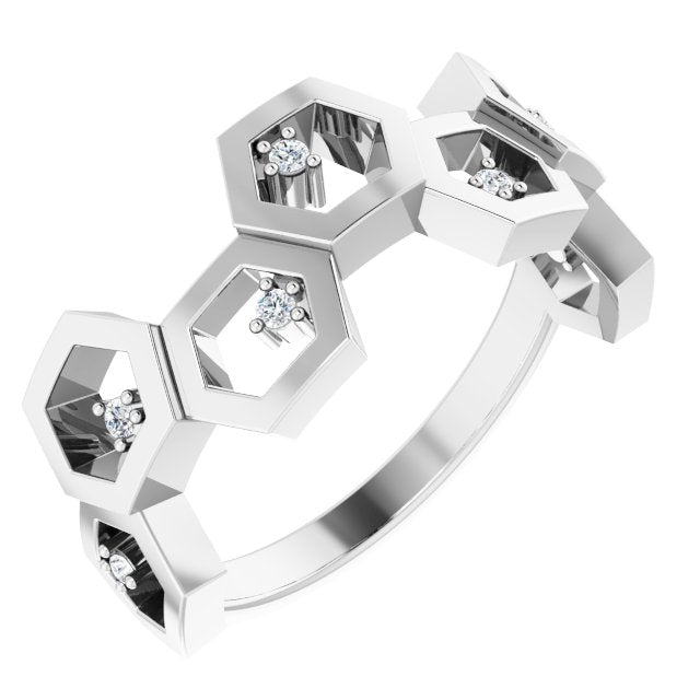 Platinum Round Natural Diamond Honeycomb Ring