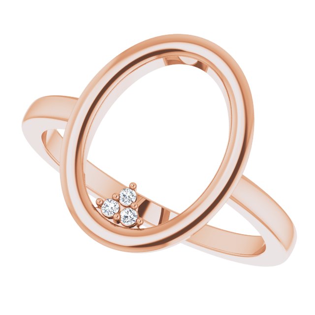 14K Gold Round Natural Diamond Open Circle Cluster Ring - Rose Gold - view 5