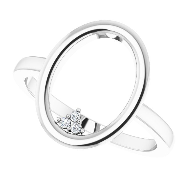 14K Gold Round Natural Diamond Open Circle Cluster Ring - White Gold - view 5